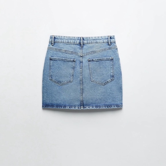 Zara Light Mid-Blue Denim Mini Skirt High-rise high-waisted - Picture 4 of 4